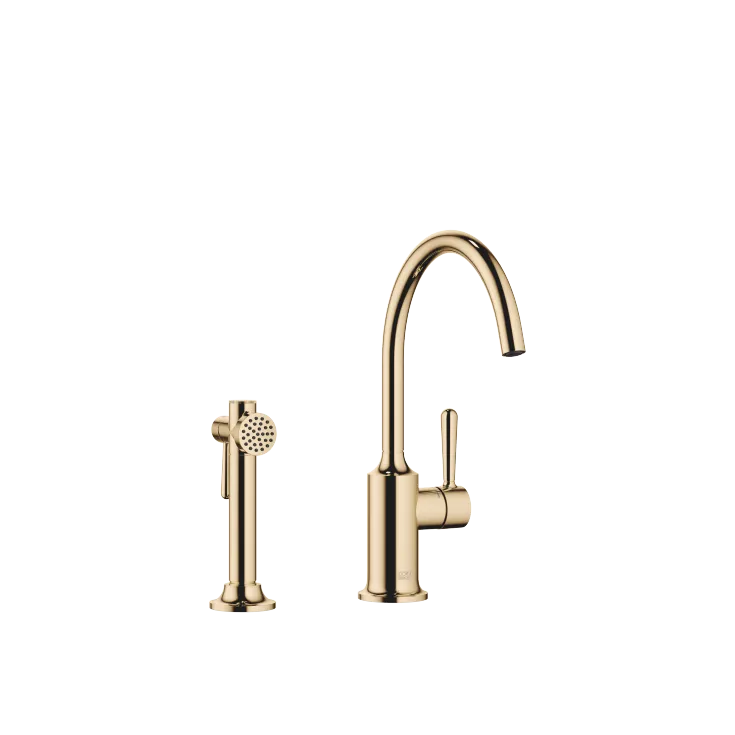 VAIA Single-lever mixer with rinsing spray set - Durabrass (23kt Gold) - Set containing 2 articles