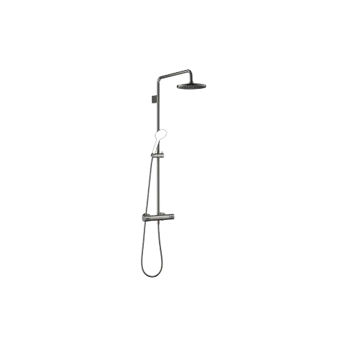 Showerpipe with shower thermostat without hand shower FlowReduce - Dark Chrome - 34 459 979-19