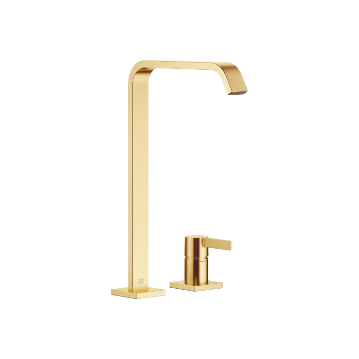 IMO Two-hole basin mixer with high spout without pop-up waste - Brushed Gold (PVD) - 29 218 671-37