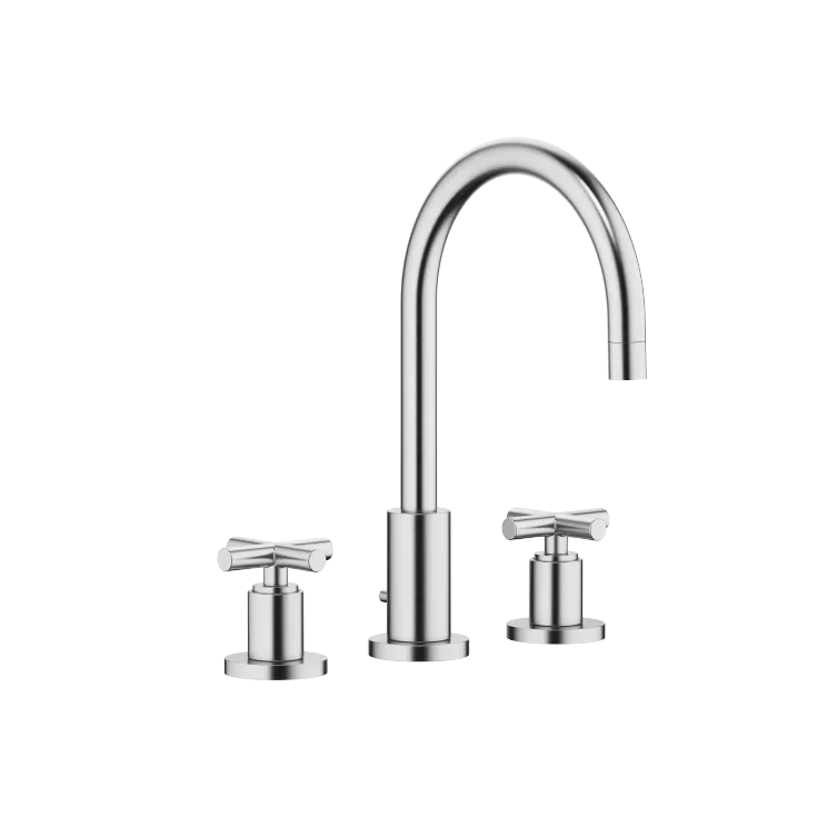 TARA Three-hole basin mixer with pop-up waste - Brushed Chrome - 20 713 892-93