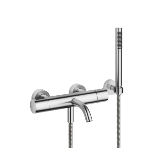META Termostato de bañera para montaje a pared con juego de ducha de mano - Cromo cepillado - 34 234 979-93