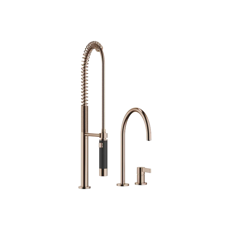 TARA ULTRA Two-hole mixer with individual flanges with Profi spray set - Brushed Bronze - Set containing 2 articles