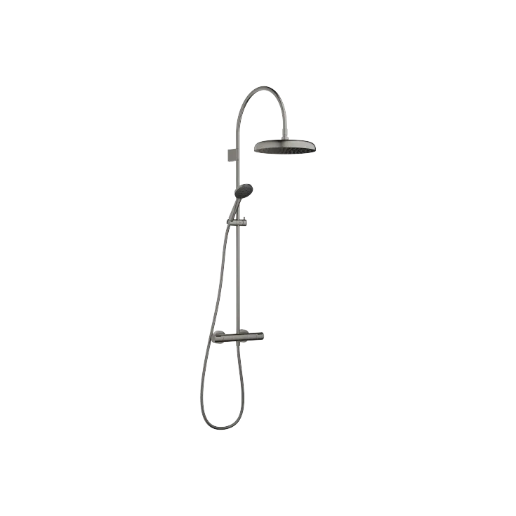 COYA Showerpipe application with shower thermostat 11-3/4" - Brushed Dark Platinum - Set containing 2 articles