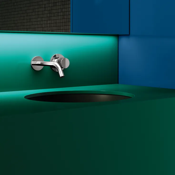 META META PURE Wall-mounted single-lever basin mixer without pop-up waste - Brushed Champagne (22kt Gold) - 36 860 664-46