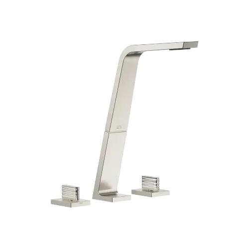 CL.1 Three-hole basin mixer without pop-up waste - Brushed Platinum - Set containing 3 articles