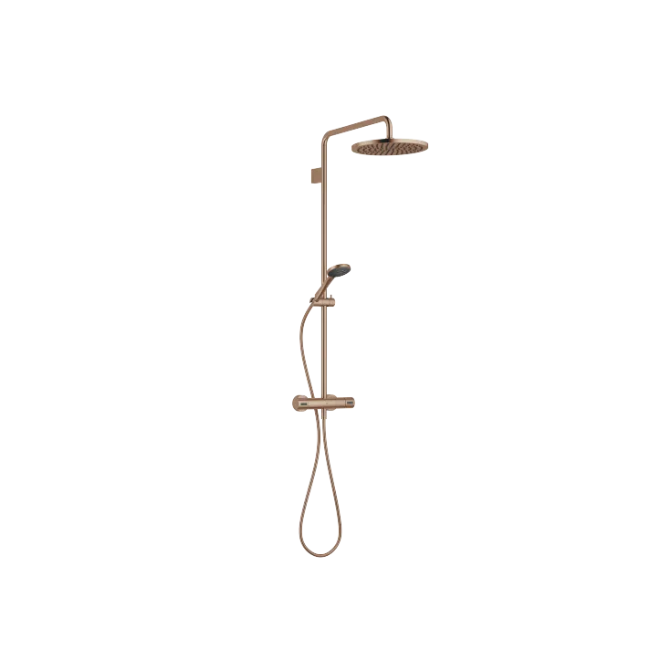 Showerpipe with shower thermostat - Brushed Bronze - Set containing 2 articles