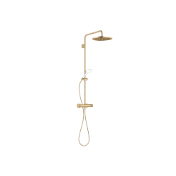 Showerpipe with shower thermostat without hand shower - Brushed Durabrass (23kt Gold) - 34 460 979-28
