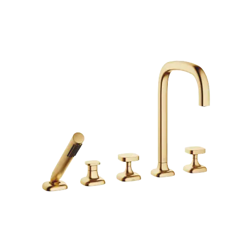 COYA Gruppo vasca cinque fori per montaggio bordo vasca con deviatore - Ottone spazzolato (Oro 23k) - 27 522 404-28