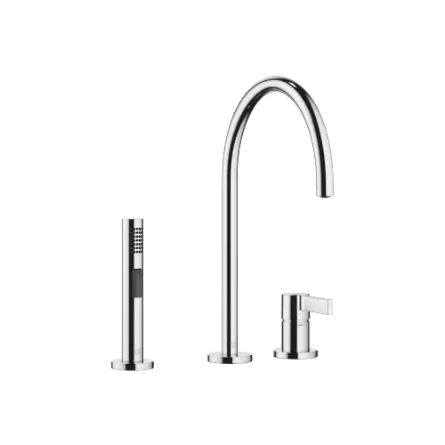 TARA ULTRA Two-hole mixer with individual flanges with side spray set - Chrome - Set containing 2 articles
