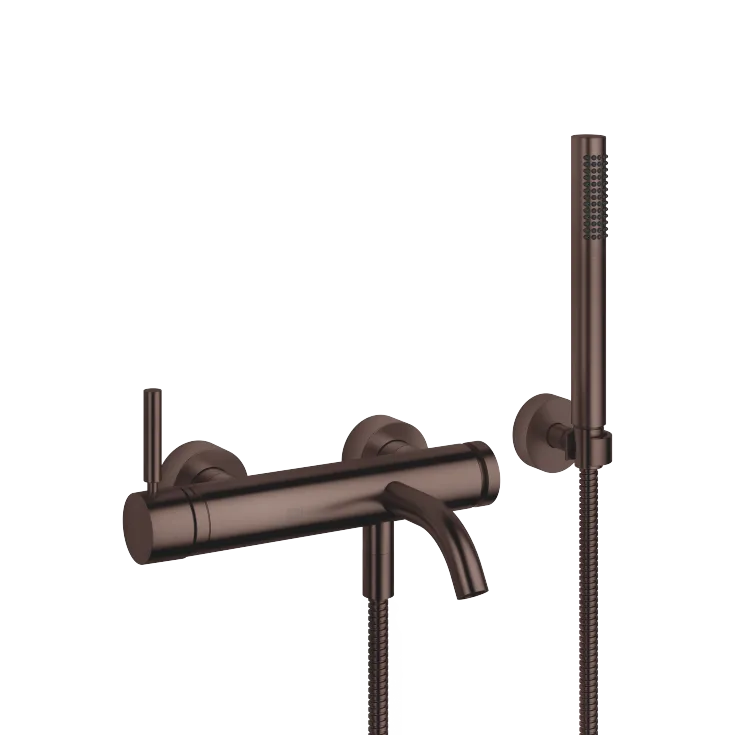 META Single-lever tub mixer for wall-mounted installation with hand shower set - Brushed Dark Bronze (PVD) - 33 233 660-43