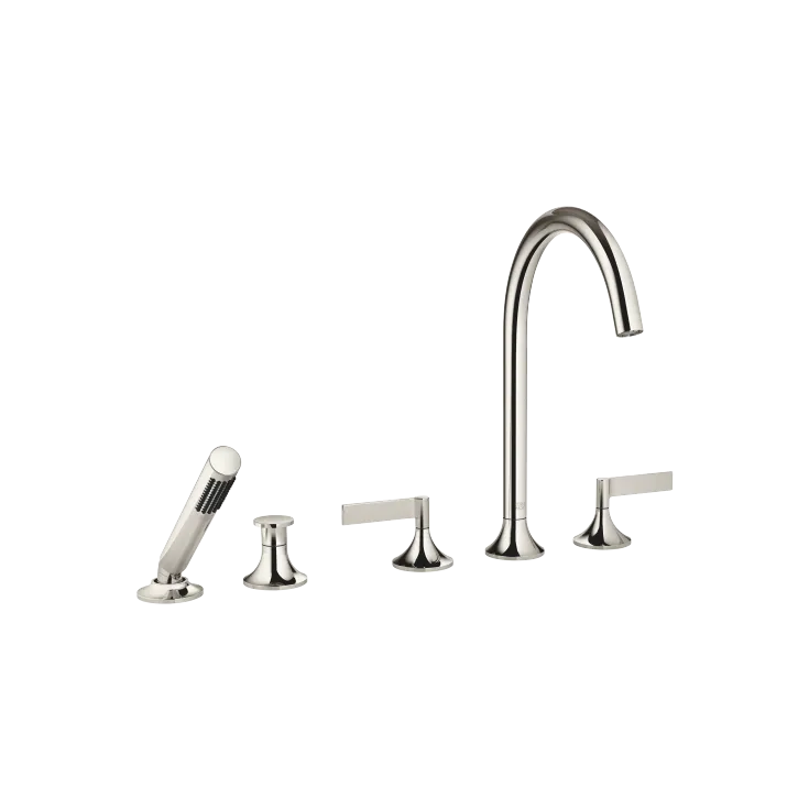 VAIA Five-hole bath mixer for deck mounting with diverter - Platinum - 27 522 819-08