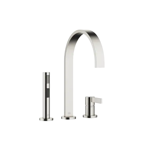 MEM Two-hole mixer with individual flanges with side spray set - Brushed Platinum - Set containing 2 articles
