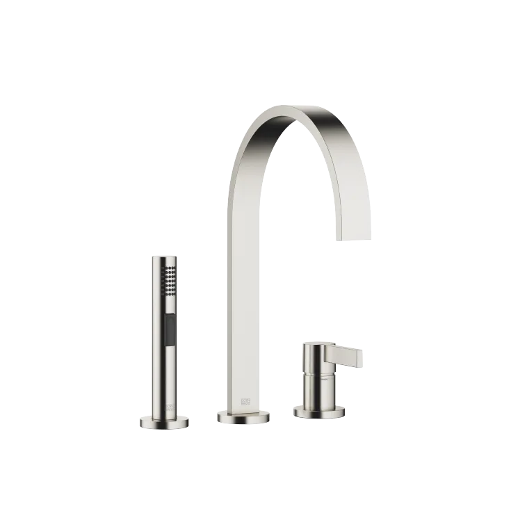 MEM Two-hole mixer with individual flanges with side spray set - Brushed Platinum - Set containing 2 articles