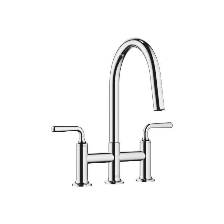 VAIA Three-hole bridge mixer Pull-down with spray function - Chrome - 19 870 809-00 0010