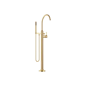 VAIA Single-lever bath mixer with stand pipe for free-standing assembly with hand shower set - Brushed Durabrass (23kt Gold) - 25 863 809-28