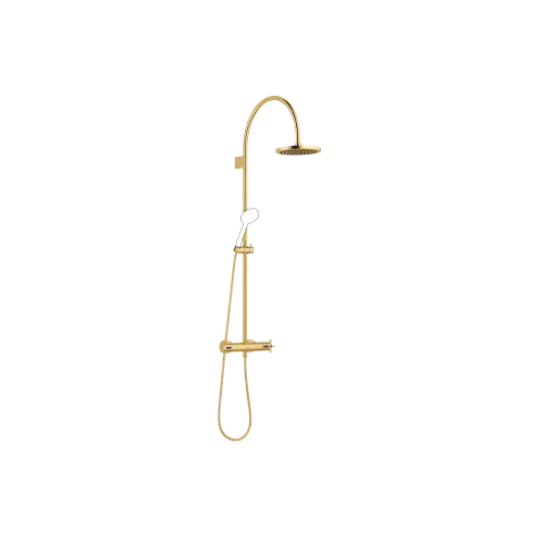 VAIA Showerpipe with shower thermostat without hand shower FlowReduce - Brushed Durabrass (23kt Gold) - 34 459 809-28