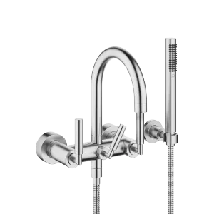 TARA Bath mixer for wall mounting with hand shower set - Brushed Chrome - 25 133 882-93
