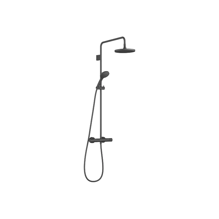 Showerpipe mit Brause-Thermostat mit Handbrausegarnitur - Soft Black - 34 464 832-69