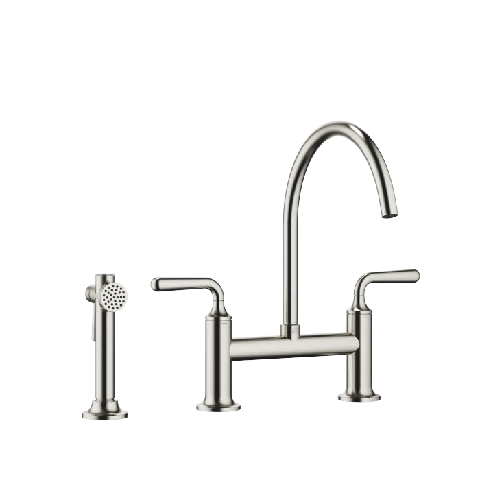 VAIA Two-hole bridge mixer with side spray set - Brushed Platinum - Set containing 2 articles