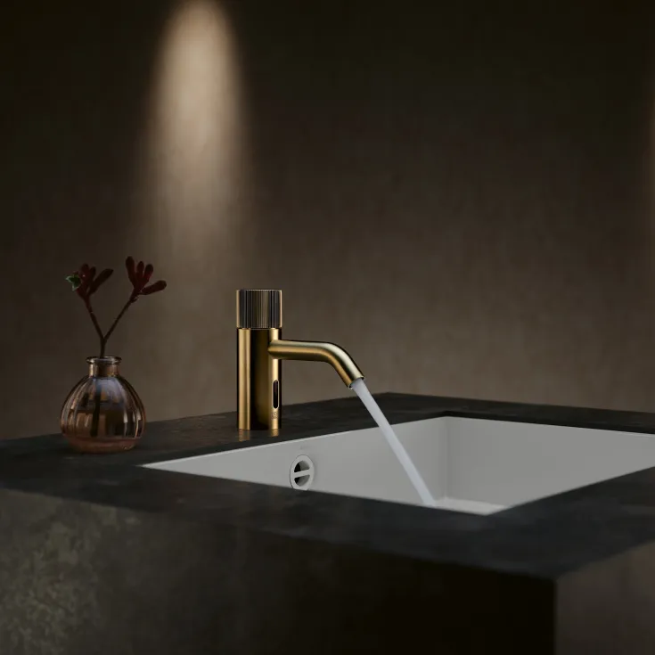 META Washstand fitting with electronic opening and closing function without pop-up waste - Chrome - 44 511 660-00