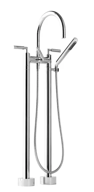 TARA Two-hole bath mixer for free-standing assembly with hand shower set - Brushed Dark Bronze (PVD) - 25 943 882-43 0050