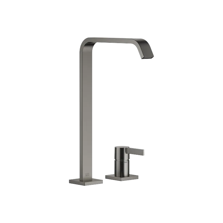 IMO Two-hole basin mixer with high spout without pop-up waste - Brushed Dark Platinum - 29 218 671-99
