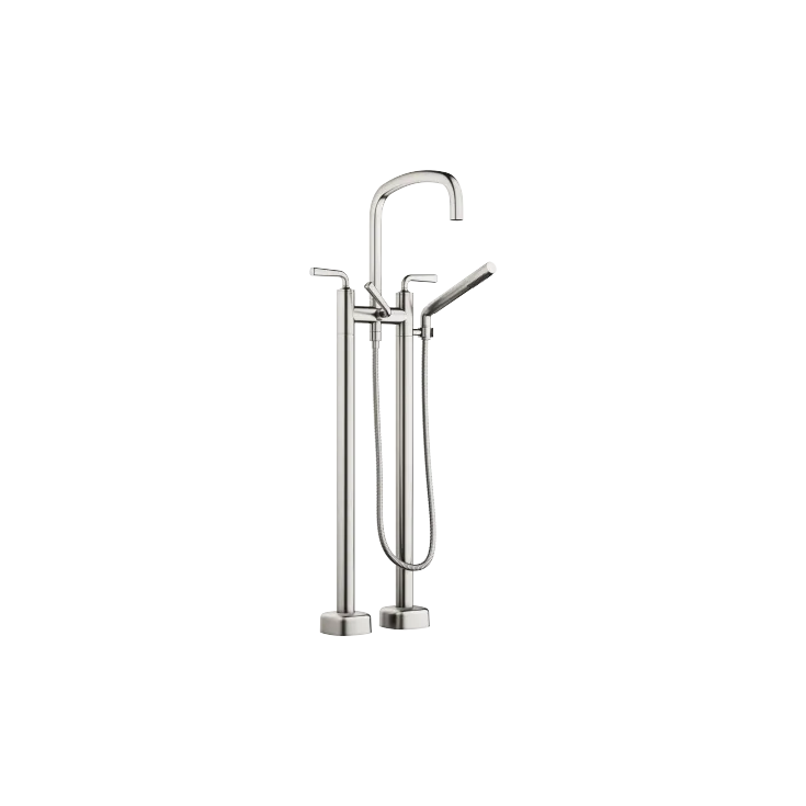 COYA Two-hole bath mixer for free-standing assembly with hand shower set - Brushed Platinum - 25 943 414-06