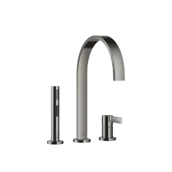 MEM Two-hole mixer with individual rosettes with rinsing spray set - Dark Chrome - Set containing 2 articles
