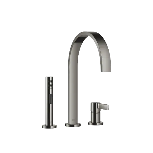 MEM Two-hole mixer with individual rosettes with rinsing spray set - Dark Chrome - Set containing 2 articles