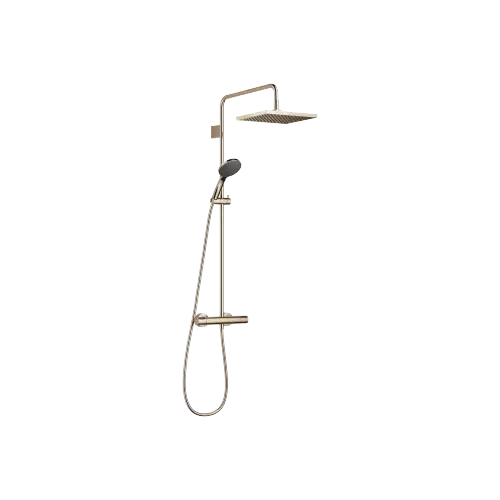 Showerpipe with shower thermostat with hand shower set FlowReduce 300 mm - Light Gold (PVD) - 34 468 980-26 0070