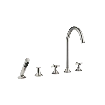 VAIA Five hole tub set for deck-mounted tub installation with diverter - Brushed Platinum - 27 522 809-06