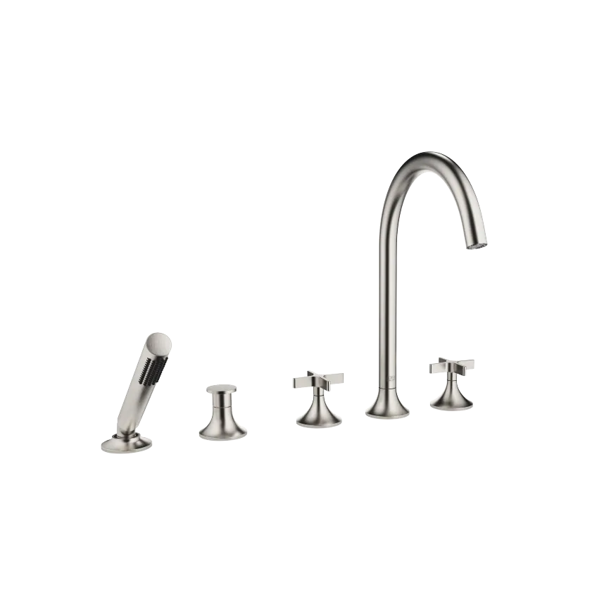 VAIA Five-hole bath mixer for deck mounting with diverter - Brushed Platinum - 27 522 809-06