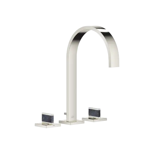 MEM Mélangeur lavabo à 3 trous avec garniture d'écoulement Nature Squared Dark Pen Mars Black - Platine - Set contenant 3 articles