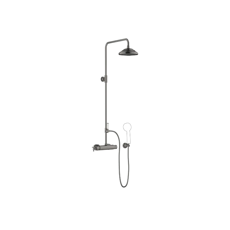 MADISON Showerpipe with shower thermostat - Brushed Dark Platinum - Set containing 2 articles