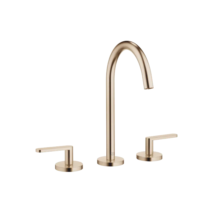 META Three-hole basin mixer with pop-up waste - Brushed Champagne (22kt Gold) - 20 713 661-46