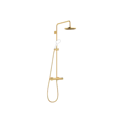 Showerpipe with shower thermostat with hand shower set FlowReduce 220 mm - Brushed Gold (PVD) - 34 466 979-37 0050