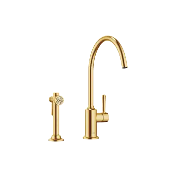 VAIA Single-lever mixer with rinsing spray set - Brushed Durabrass (23kt Gold) - Set containing 2 articles