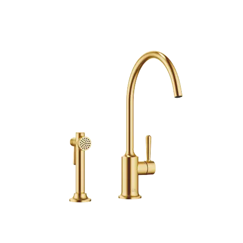 VAIA Single-lever mixer with rinsing spray set - Brushed Durabrass (23kt Gold) - Set containing 2 articles