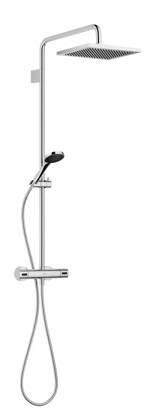 SERIENSPEZIFISCH Shower Pipe mit Brause-Thermostat 300 x 240 mm - Dark Brass gebürstet (PVD) - Set aus 2 Artikeln