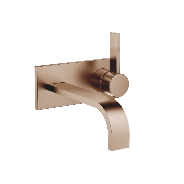 MEM Wall-mounted single-lever basin mixer with cover plate without pop-up waste - Brushed Bronze (PVD) - 36 864 782-42